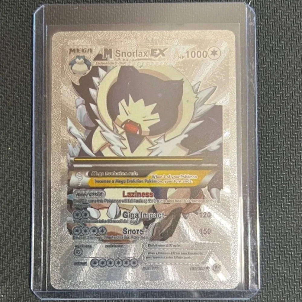 Pokemon M Snorlax EX Silver Metal Card Custom Novelty Fan Art TCG HP1000 Card